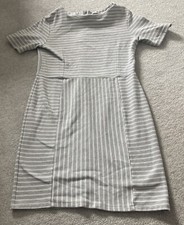 Warehouse Grey And White Striped Dress Size 12