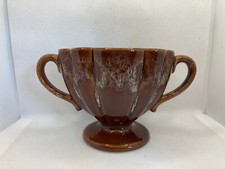 Vintage Fosters Pottery Cornwall Brown Honeycombe Glaze Urn Vase