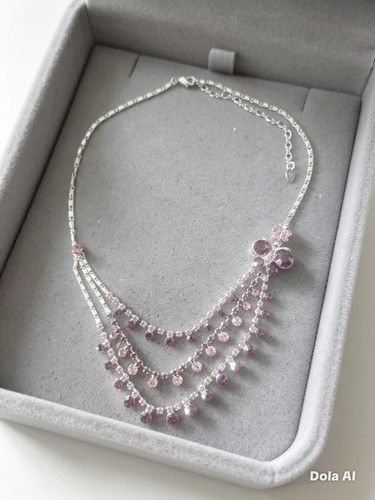 Purple crystal necklace set - crystal,
