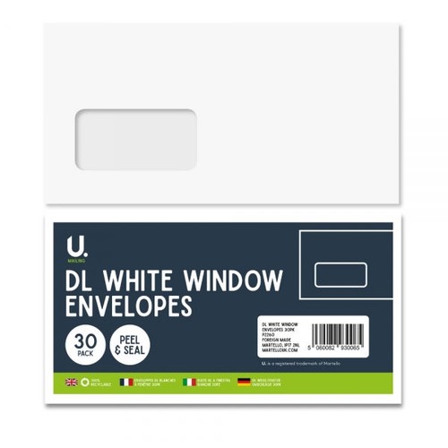 White window envelopes 30 - white,