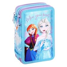 Frozen Pencil Case Stationery Filled 3 Tier Zipped Kids Girls 45 Piece Anna Elsa