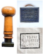 GPO Post Office Instructional Hand Stamp "TO PAY POSTED UNPAID 5d" *Vintage*
