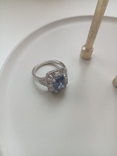 QVC Diamique Simulated Tanzanite And Diamond Sterling Silver Ring Size Q
