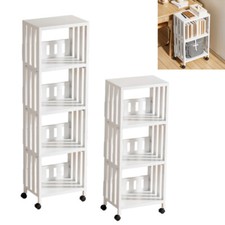 2/3/4 Tier Narrow Slim Bookcase Storage Shelf Unit Open Bookshelf Display Rack