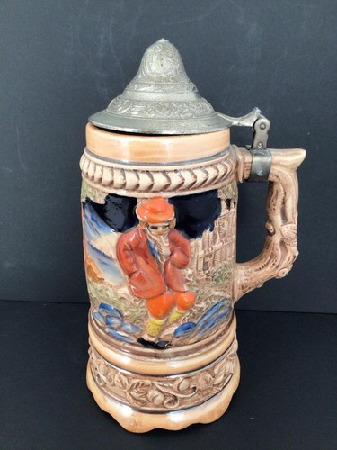 Vintage pewter lidded - vintage, beer