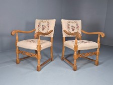 2 Baroque Elbow Chairs Oak