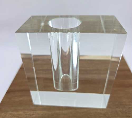 Crystal glass block bud vase - crystal,