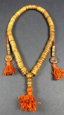 ANTIQUE STYLE DISK BEAD WATER BUFFALO BONE SMALL MALA WITH COUNTERS. FROM NEPAL 