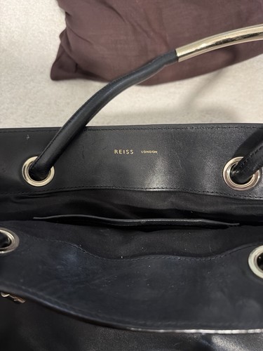 Reiss black leather large tote - black,