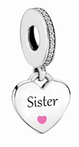 Sister heart dangle charm - sister,