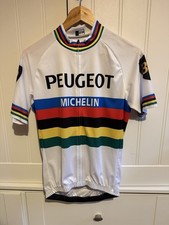 Peugeot–Michelin Vintage World Champion Stripes Replica Cycling Jersey - Large