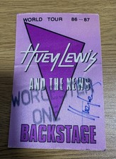Huey Lewis & the News Signed Backstage Pass From Huey In 1986-87