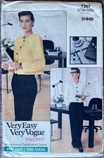 Vintage Vogue Career Jacket/Trouser/Skirt Pattern Size 6-8-10 Uncut
