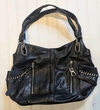 B Makowsky Black Leather Hobo