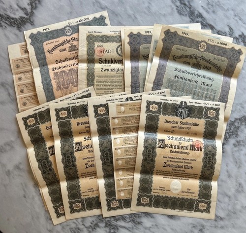 German war bonds coupons - bonds,
