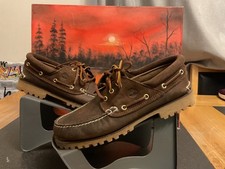 Men’s Timberland  3 Eye deck/Boat Shoe brown leather/suede shoes vgc uk9.5🔥