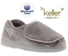 DR KELLER WOMENS GREY EXTRA WIDE OPENING WIDE FIT ORTHOPAEDIC DIABETIC SLIPPERS