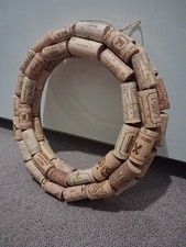A Decorative Door Wreath Made Using Wine Corks, Approximately  10 Inch Diameter