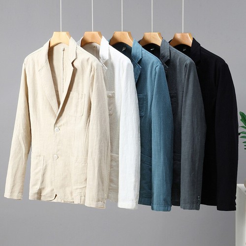 Men cotton linen jacket casual - linen,