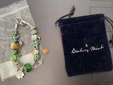 Danbury Mint St.Patricks Day Charm Bracelet-Green & Shamrock Charms