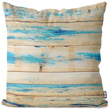 Wooden Planks Wooden Rustic Garden Cushion Cover Beach Wood Blue Texture Vintage
