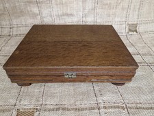 Antique Empty Wood Oak Cutlery Canteen Case Box for 24 items