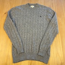 Jack Wills Grey Cable Knit Jumper 100% Merino Wool Size XS