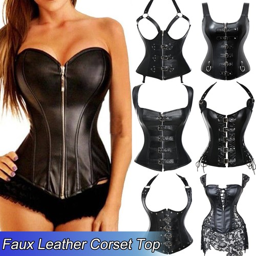 Faux leather women corset - faux, top