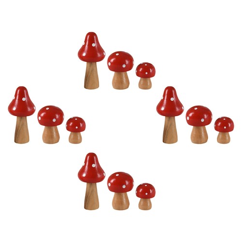 12pcs wooden mini mushroom - 12pcs,