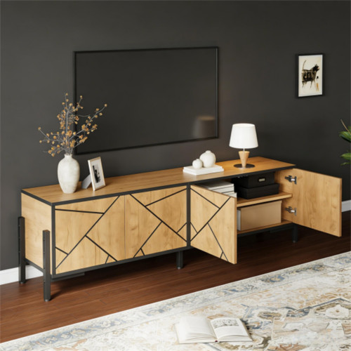 Rustic brown wood cabinet - rustic, tv
