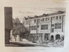 ENGRAVING 1839 WINCHESTER HOUSE LONDON by G HOLLIS Gents Magazine