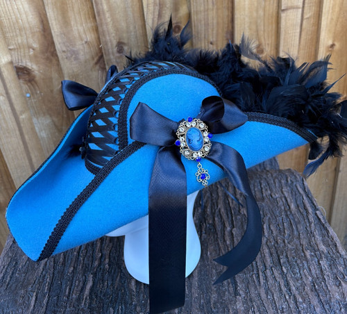 Blue black tricorn - tricorn, hat
