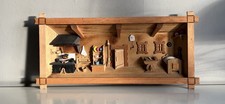 Vintage Erzgebirge Large 3D Effect Diorama Kitchen Scene Wooden Shadow Box.