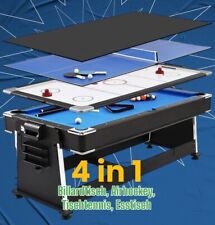 Pool Table Air Hockey Dining Table Table Tennis 7FT 4 in 1 Multi Game Pool Table