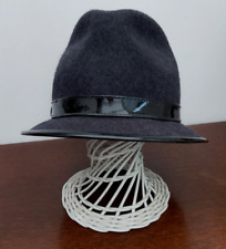 LADIES TRILBY / FEDORA  BLACK WOOL FELT HAT WITH PVC TRIMS. NEW....SMALL FIT