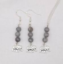 Handmade Elephant Gemstone Jewellery Set Sterling Silver Jewelry Gifts For Her
