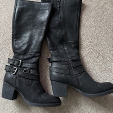 Boots Black Leather Knee High