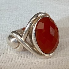 Sterling Silver Carnelian Statement Ring Doug Paulus Vintage QVC Size M Chunky