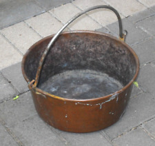 VINTAGE IRON HANDLE COPPER COOKING CAULDRON JAM POT INGLENOOK FIRE DISPLAY