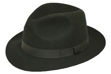 Quality 100 wool black - black, fedora