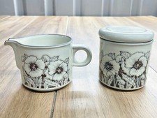 VINTAGE HORNSEA MILK JUG AND SUGAR BOWL LANCASTER VITRAMIC CORNROSE PATTERN
