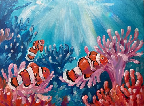 Original clownfish painting - original,