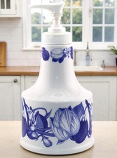 Portmeirion Harvest Blue Porcelain Soap/Lotion Dispenser – 1995 Blue & White