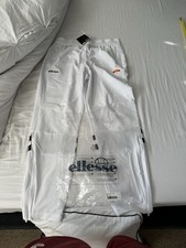 Ellesse Data Track pants Medium White Black Retro 80s Casuals Vintage