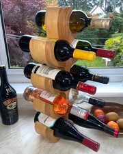 Carving Solid Wooden Wine Tree Rack 9 Bottle Holder Home Decoration