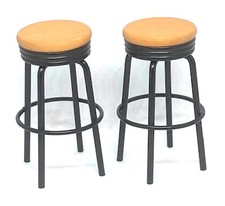 Dolls House Bar Stools 2 Tall Black Metal Tumdee 1:12 Scale Miniature Furniture