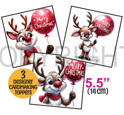 Card toppers 5 rudolf - xl, 5.5"