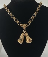 X-Large Heavy 9ct Boxing Gloves Boxer Pendant on 20’’ Belcher Chain Gold XP 🔥
