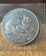 1996 Isle of Man Burmese Cat One Crown Coin Uncirculated