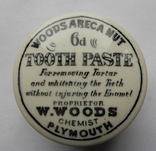 Woods Plymouth 6d Areca Nut tooth paste pot lid + original pot c1900-10